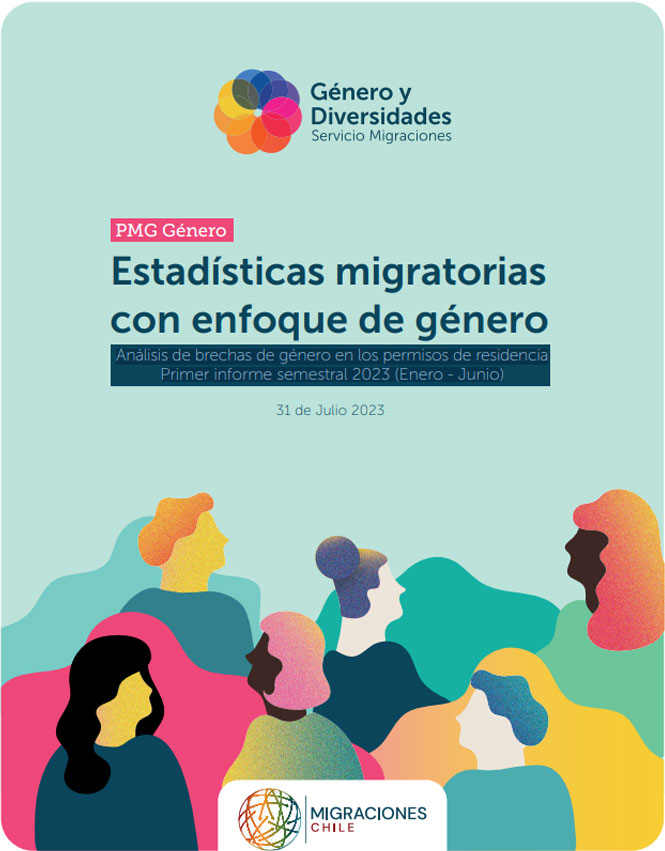 Portada Informe primer semestre 2023 sobre Estadísticas migratorias con enfoque de género.